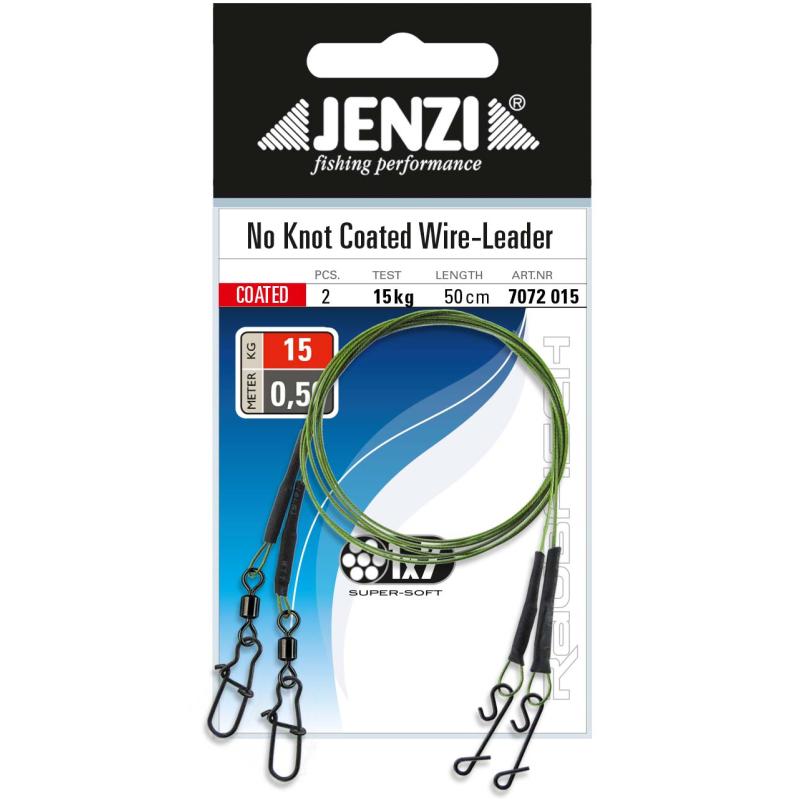 Jenzi 1x7 No-Knot Stahlvorfach 15kg, 50cm