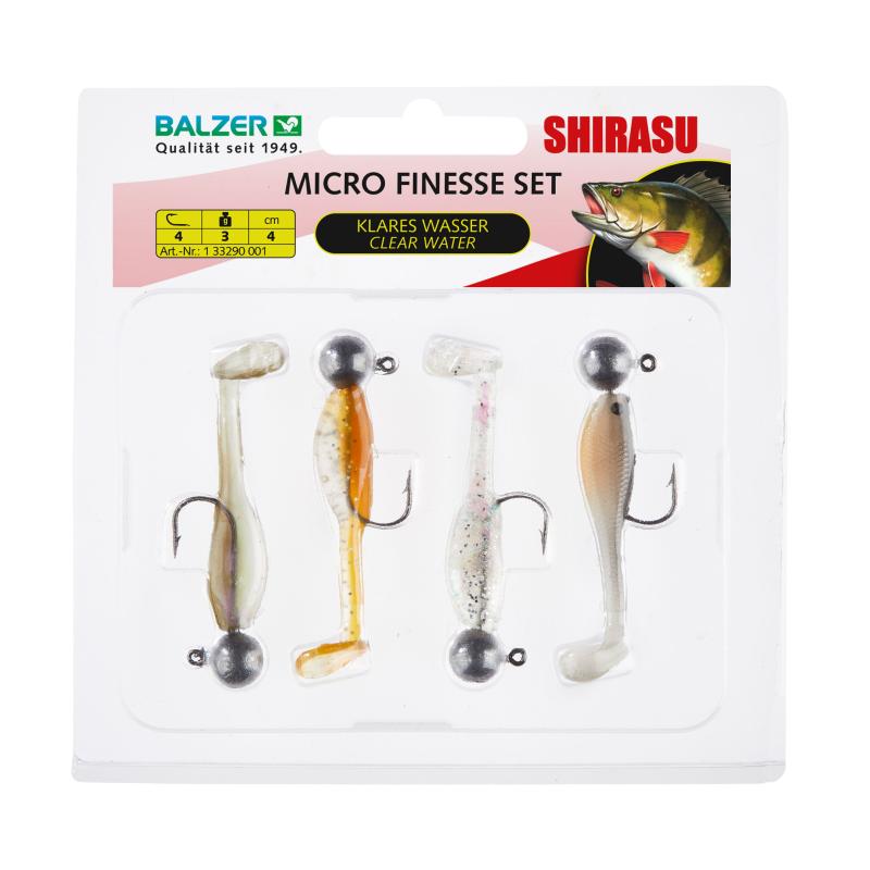 Balzer Shirasu Microk&ouml;der-Set Klares Wasser mit Squid Aroma 3g Jighead Hakengr&ouml;&szlig;e 4