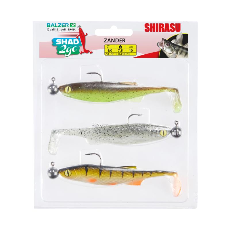 Balzer Shad 2go Set Zander 10cm 7,5g Green Pumpkin Highlight Hot Perch
