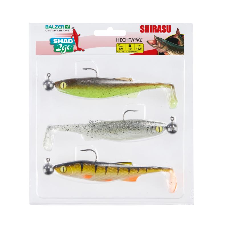 Balzer Shad 2go Set Hecht 12,5cm 10g Green Pumpkin Highlight Hot Perch