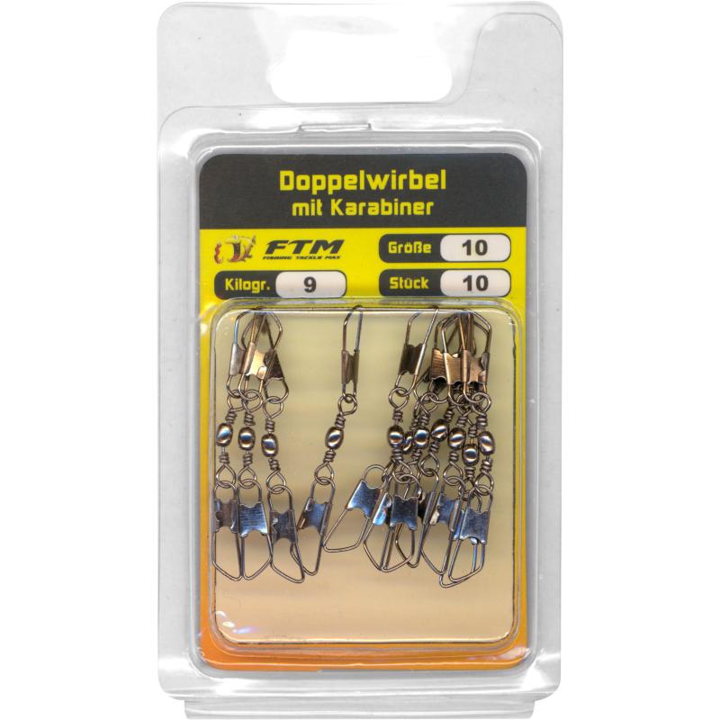 Fishing Tackle Max Doppelwirbel m. Karabiner Gr. 10