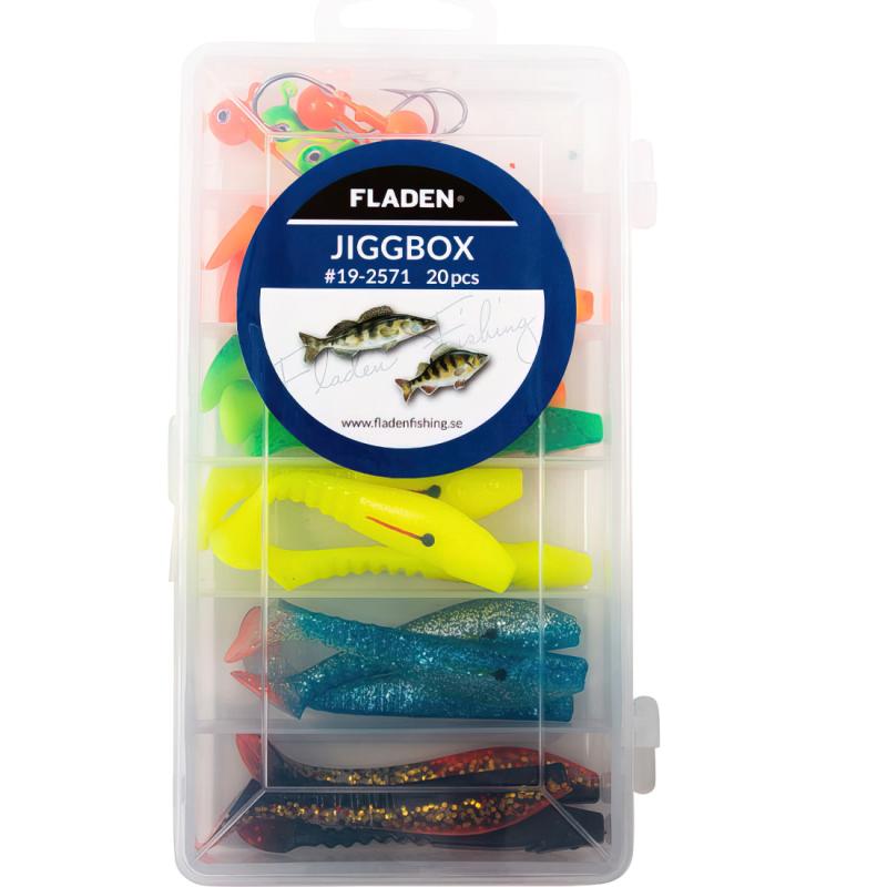 FLADEN Jig Set Minnow Shad in Tackle box 80mm, 20teilig