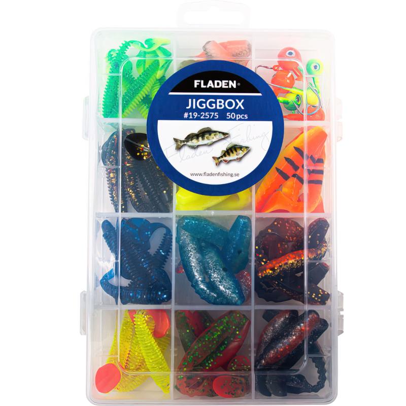 FLADEN Jig Set Shad in Tackle box 80mm, 50teilig