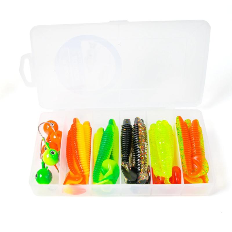 Fladen Ribbed shad jigs in tackle box 20g 100mm 20pcs
