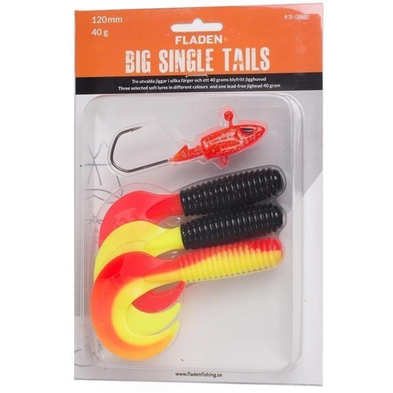 Fladen Soft lure assortment Big Single Tail 120mm 3 jigtails, jighead 40gr B