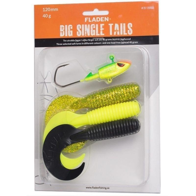 Produktbild Fladen Soft lure assortment Big Single Tail 120mm 3 jigtails, jighead 40gr C