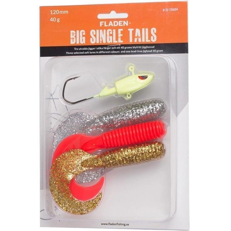 Produktbild Fladen Soft lure assortment Big Single Tail 120mm 3 jigtails, jighead 40gr D