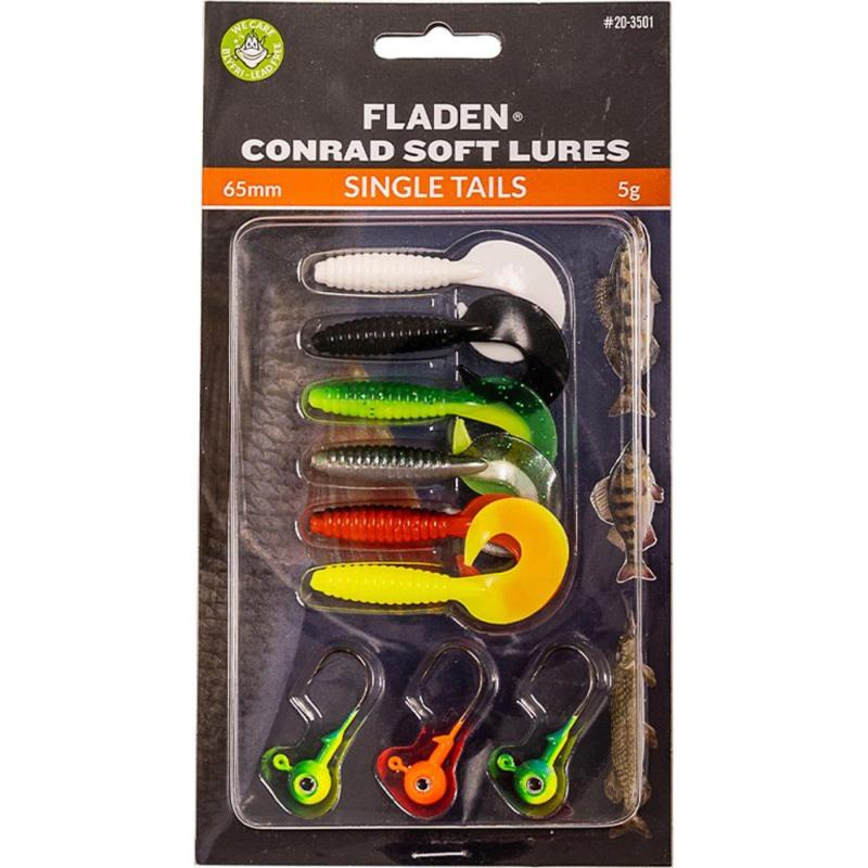 Fladen Conrad Softlures 3x6 65mm single tail assorted colors