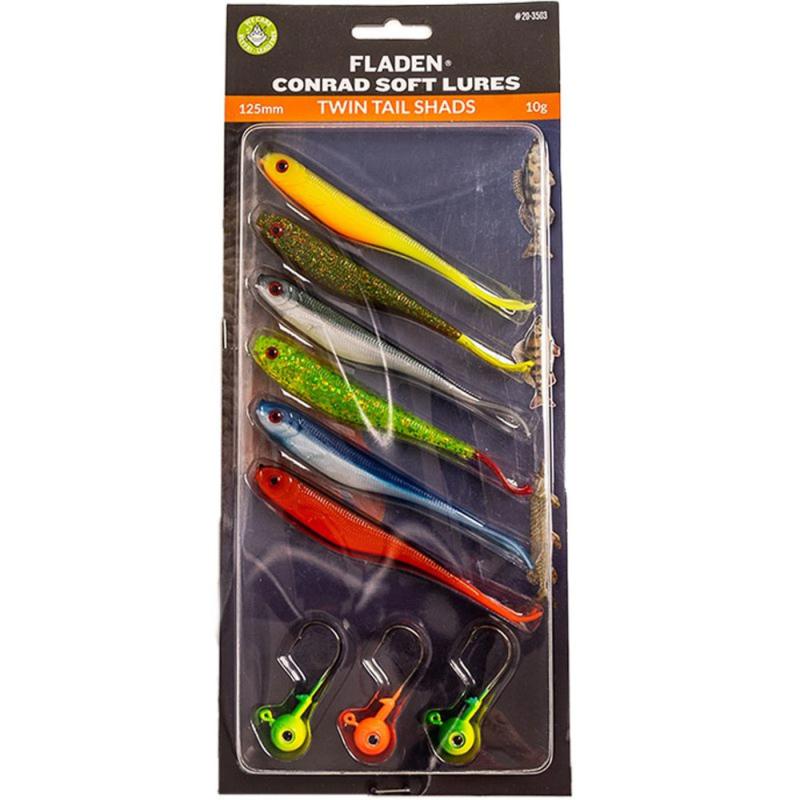 Fladen Conrad Softlures 3x6 125mm twin tail assorted colors