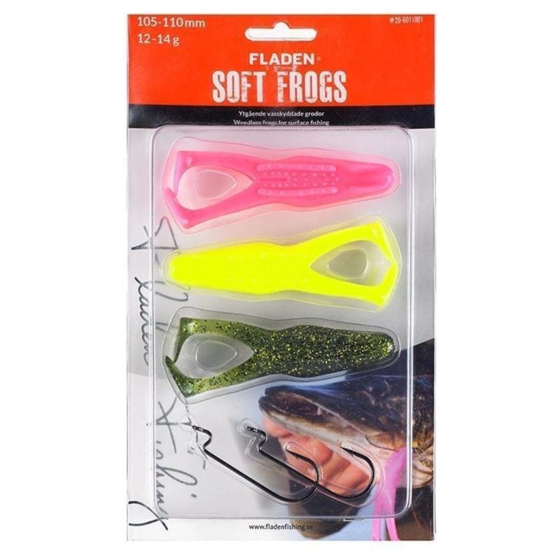 Fladen Soft lure assortement Frog 120mm 3 frogs, two offset-hooks 5/0