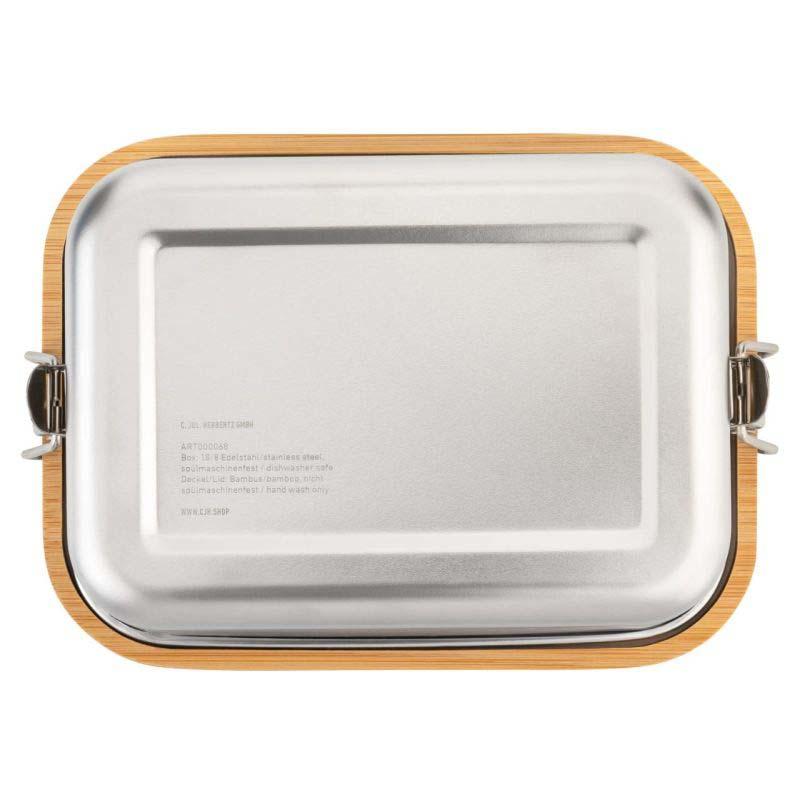 Cjh Edelstahl Lunch Box L, 18/8 Edelstahl, Bambus-Deckel Mit Dichtungsedelstahl Fachteiler, 1400 Ml