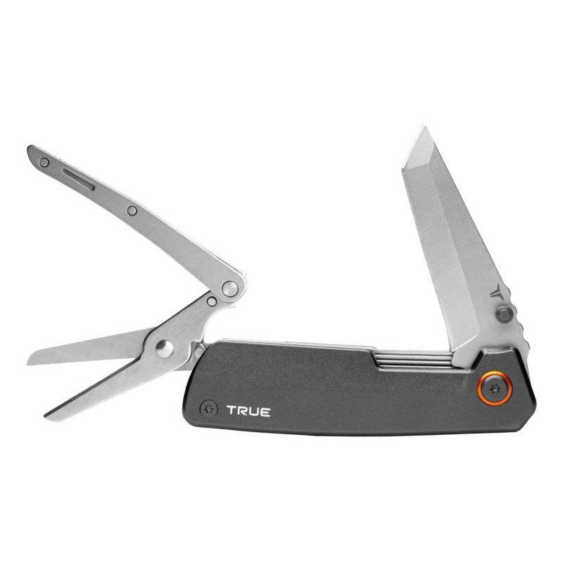 True Utility Dual Cutter Schneide Tool, 3Cr13 Stahl, Tanto Klinge, Federunterst&uuml;tzte Schere, Alu