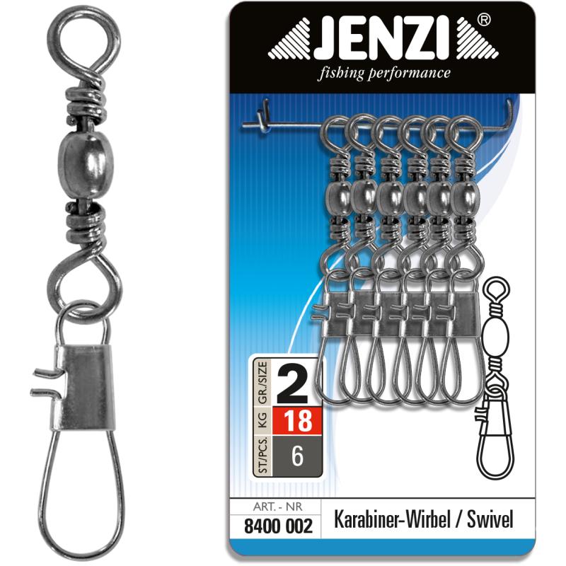 JENZI Karabiner-Wirbel in Black - Nickel Gr&ouml;&szlig;e 2 bis 18 kg.