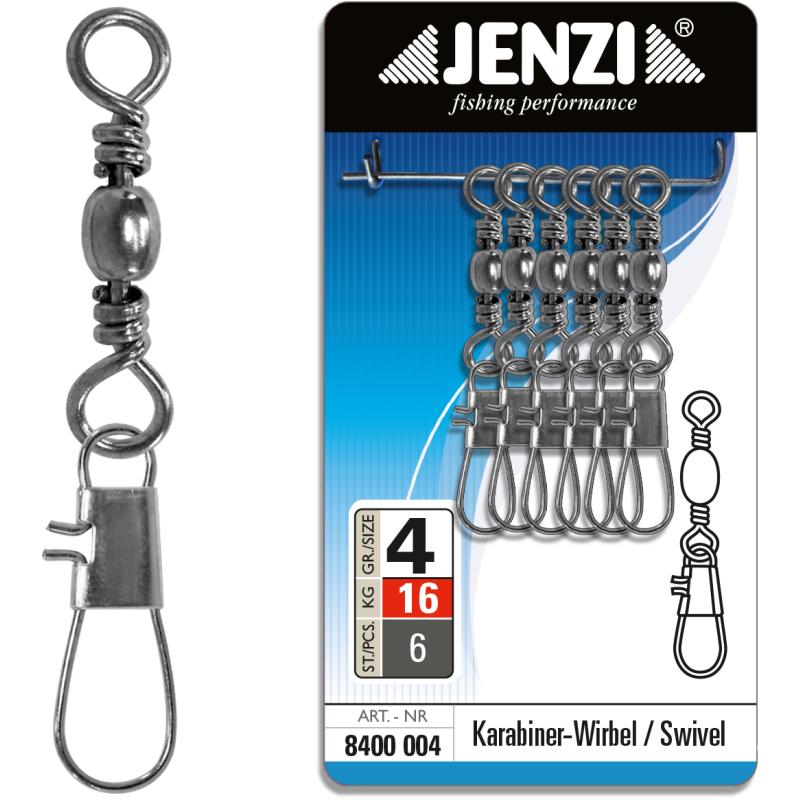 JENZI Karabiner-Wirbel in Black - Nickel Gr&ouml;&szlig;e 4 bis 16 kg.