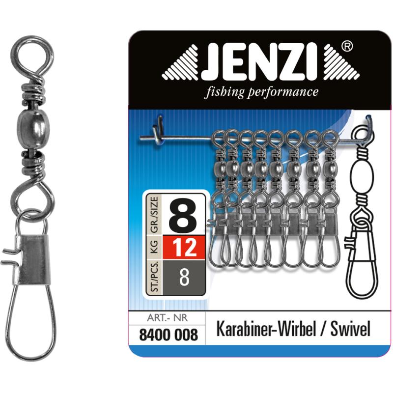 JENZI Karabiner-Wirbel in Black - Nickel Gr&ouml;&szlig;e 8 bis 12 kg.