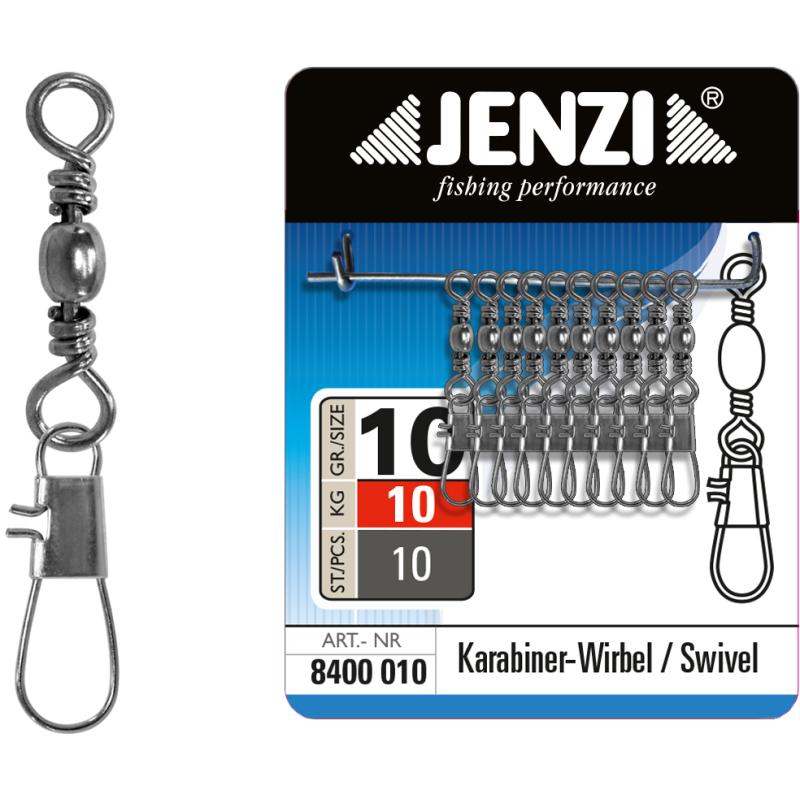 JENZI Karabiner-Wirbel in Black - Nickel Gr&ouml;&szlig;e 10 bis 10 kg.