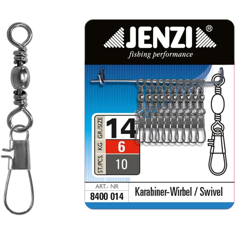 JENZI Karabiner-Wirbel in Black - Nickel Gr&ouml;&szlig;e 14 bis 6 kg.