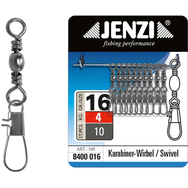 JENZI Karabiner-Wirbel in Black - Nickel Gr&ouml;&szlig;e 16 bis 4 kg.