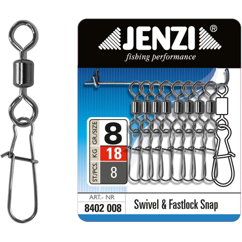 JENZI Sicherheits-T&ouml;nnchen Karabinerwirbel Black Nickel Gr&ouml;&szlig;e 8 18 kg