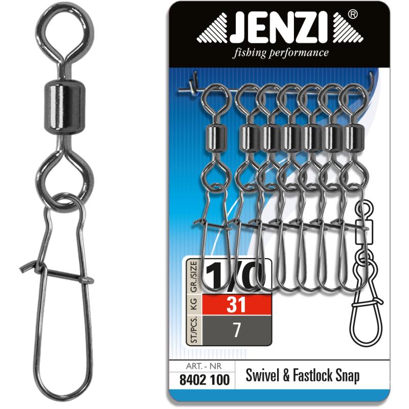 JENZI Sicherheits-T&ouml;nnchen Karabinerwirbel Black Nickel Gr&ouml;&szlig;e 1/0 31kg