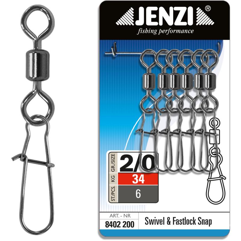 JENZI Sicherheits-T&ouml;nnchen Karabinerwirbel Black Nickel Gr&ouml;&szlig;e 2/0 34 kg