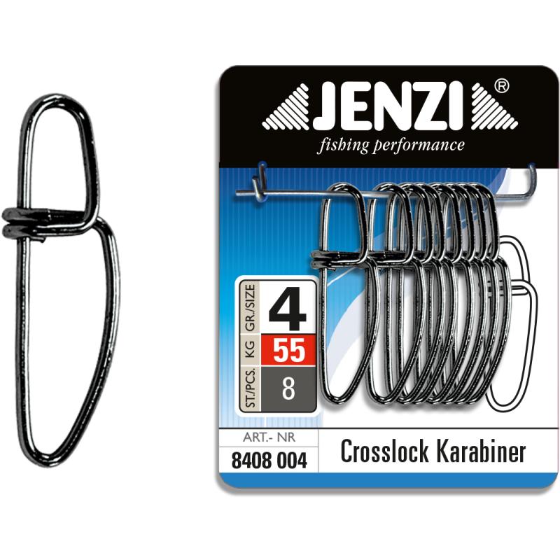 JENZI Crosslock Karabiner in Black-Nickel Ausf&uuml;hrung Gr&ouml;&szlig;e 4 55 Kg