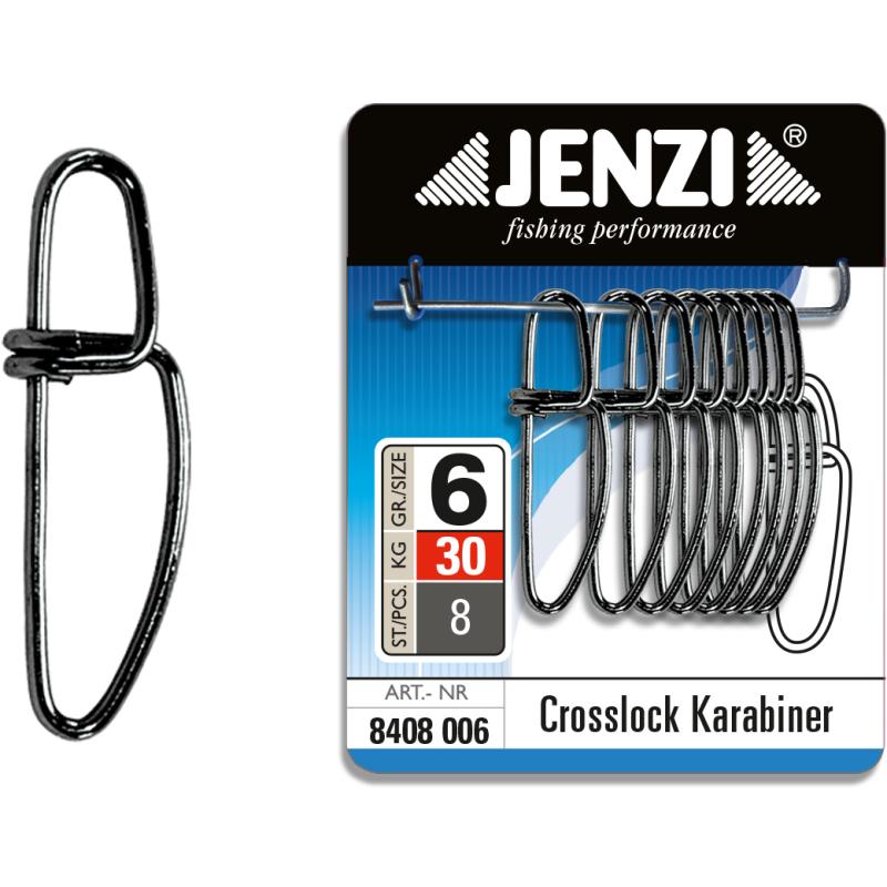 JENZI Crosslock Karabiner in Black-Nickel Ausf&uuml;hrung Gr&ouml;&szlig;e 6 30 Kg