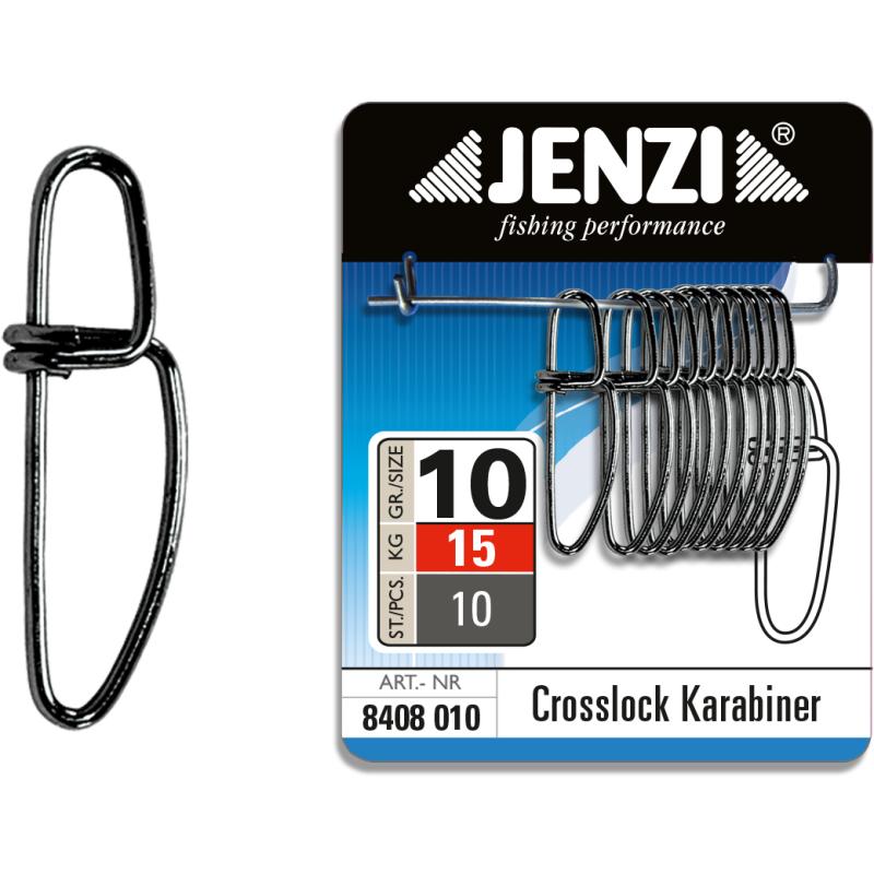 JENZI Crosslock Karabiner in Black-Nickel Ausf&uuml;hrung Gr&ouml;&szlig;e 10 15 Kg