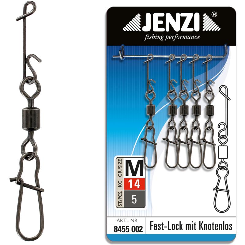 JENZI NO KNOT-Verbinder mit Fast-Lock Karabiner-Wirbel fein 14 Kg
