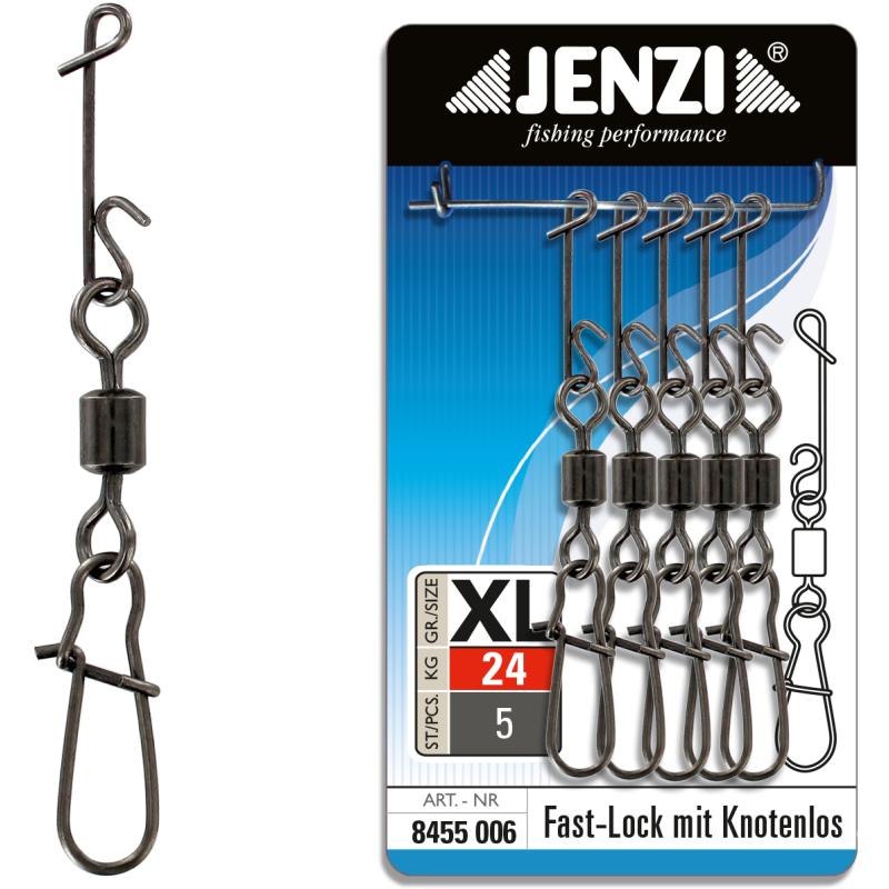 JENZI NO KNOT-Verbinder mit Fast-Lock Karabiner-Wirbel Gro&szlig; 24 Kg