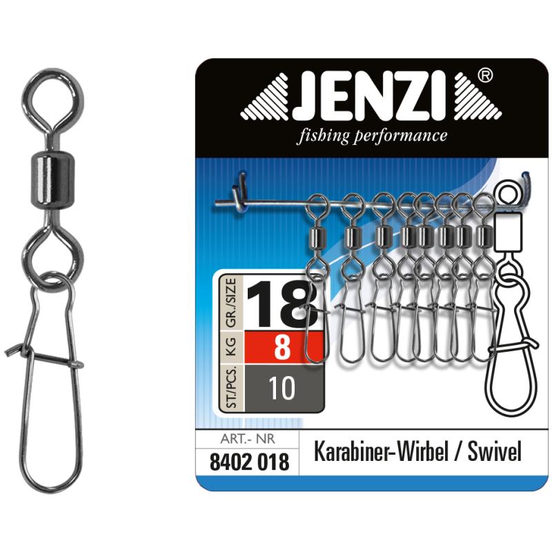 JENZI Sicherheits-T&ouml;nnchen Karabiner Wirbel Black Nickel Gr.18 8kg
