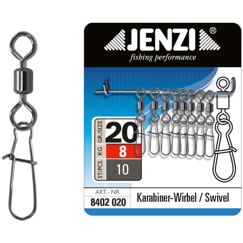 JENZI Sicherheits-T&ouml;nnchen Karabiner Wirbel Black Nickel Gr.20 8kg