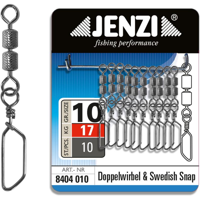 JENZI Doppel-Sicherheitswirbel mit Swedish-Snap Black Nickel Gr&ouml;&szlig;e: 10 17kg