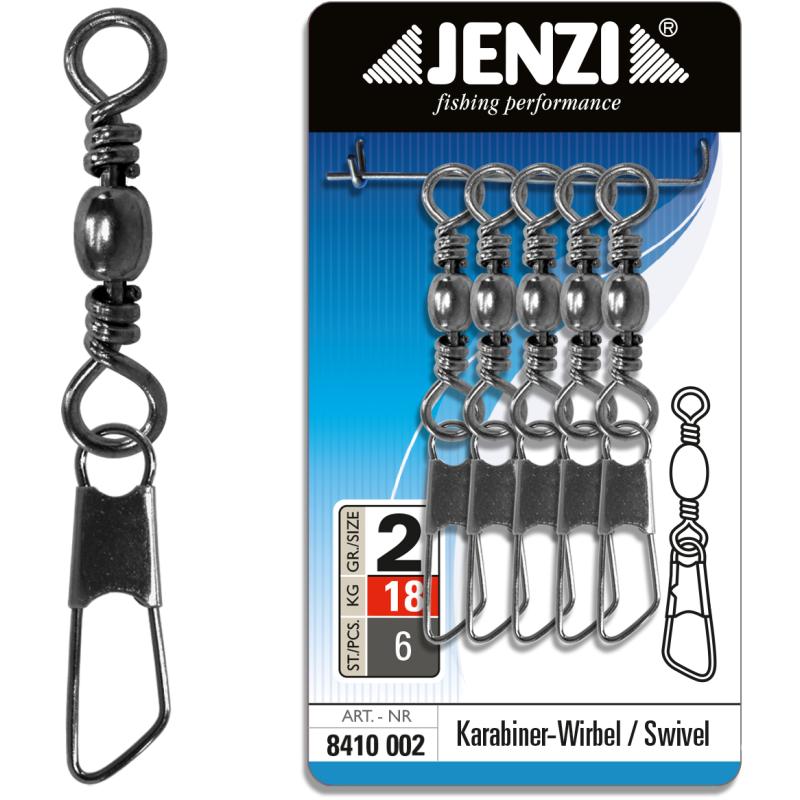 JENZI Karabiner-Wirbel in Black-Nickel Gr.2 bis 18kg