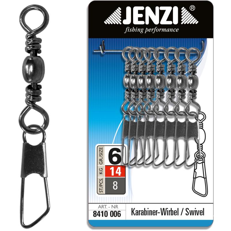 JENZI Karabiner-Wirbel in Black-Nickel Gr.6 bis 14kg
