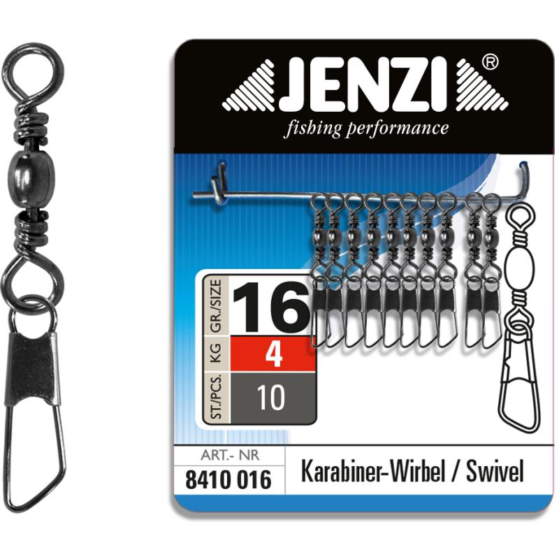 JENZI Karabiner-Wirbel in Black-Nickel Gr.16 bis 4kg