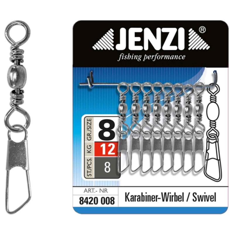 Produktbild JENZI Karabiner-Wirbel vernickelt Salzwasserfest Gr&ouml;&szlig;e: 8 bis 12kg