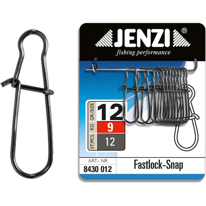JENZI Fastlock-Snap Wirbel Farbe black-nickel Size 12kg-Test 9kg