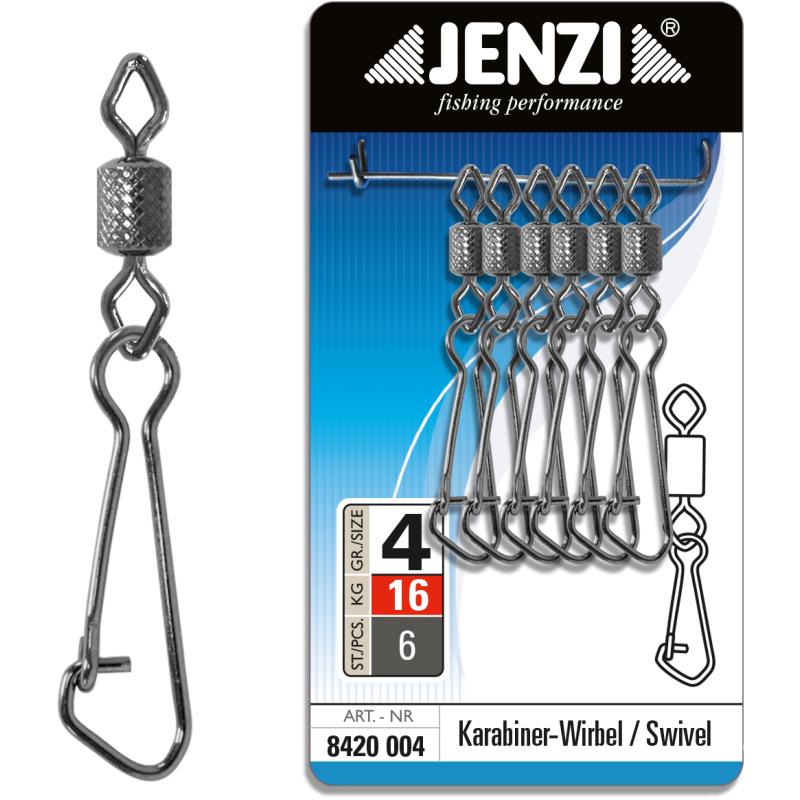 JENZI Sicherheits-T&ouml;nnchen-Karabiner Wirbel Black-Nickel Gr&ouml;&szlig;e: 4 bis 28kg