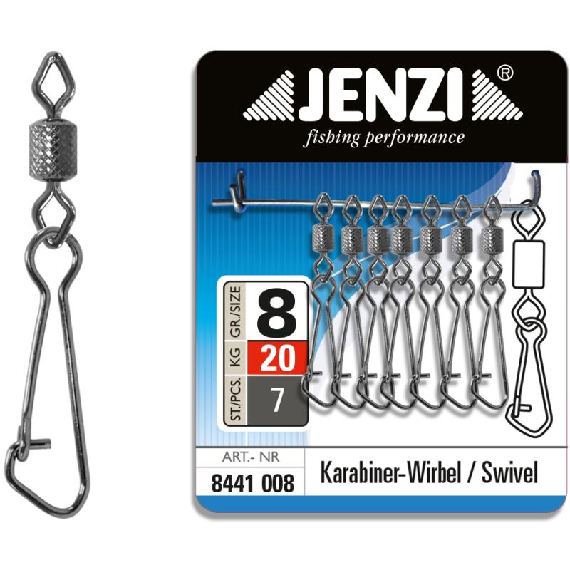 JENZI Sicherheits-T&ouml;nnchen-Karabiner Wirbel Black-Nickel Gr&ouml;&szlig;e: 8 bis 20kg