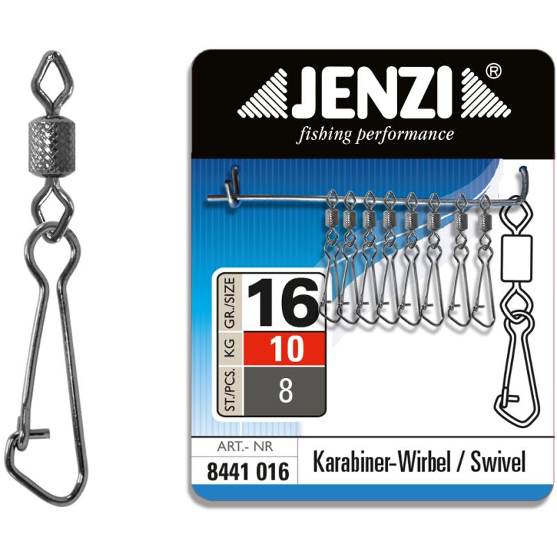 JENZI Sicherheits-T&ouml;nnchen-Karabiner Wirbel Black-Nickel Gr&ouml;&szlig;e: 16 bis 10kg