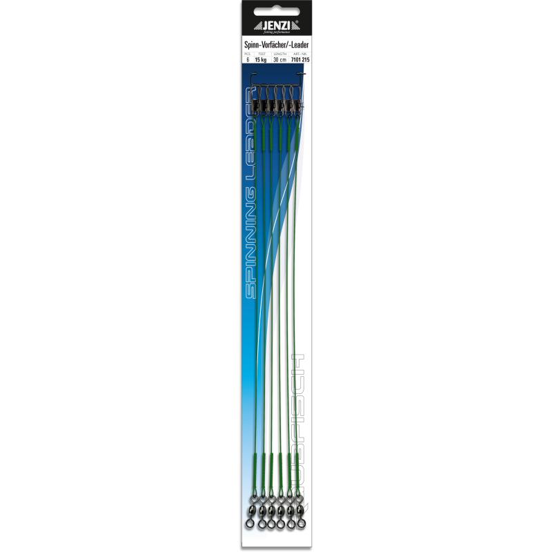 Spinn- Stahlvorfach, Farbe Gr&uuml;n, 30 cm, 15 Kg