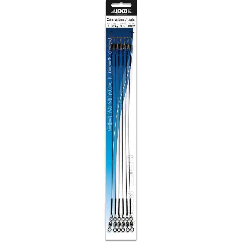Spinn- Stahlvorfach, Farbe Schwarz, 30 cm, 15 Kg