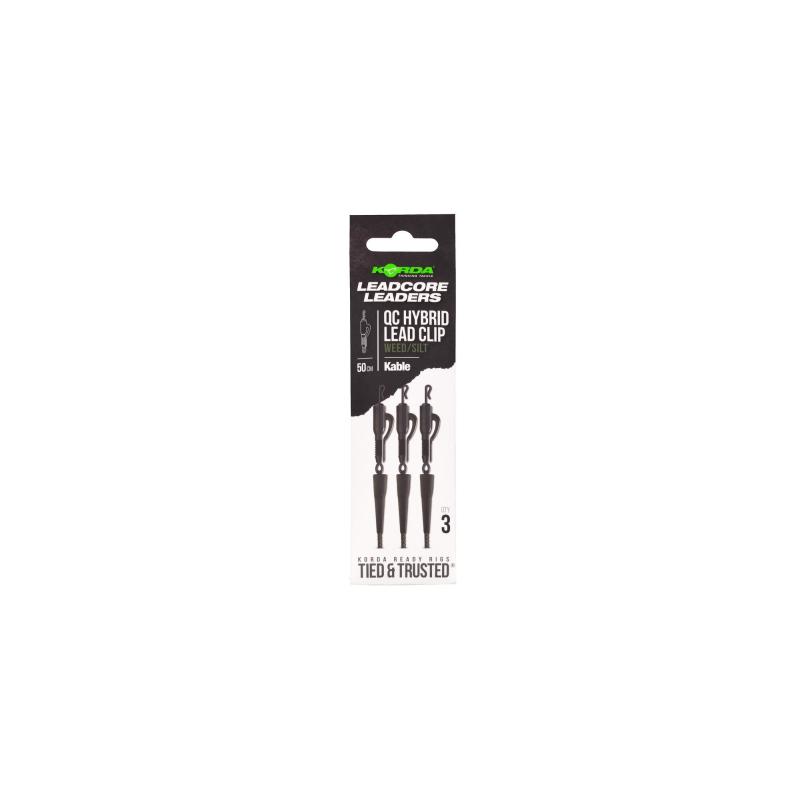 Korda Kable Leadcore Leader Hybrid Lead Clip QC Swivel Weed 50cm
