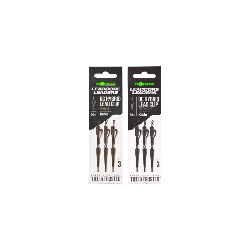 Korda Kable Leadcore Leader Hybrid Lead Clip QC Swivel Weed 50cm