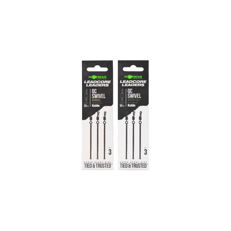 Korda Kable Leadcore Leader QC Swivel Gravel 50cm