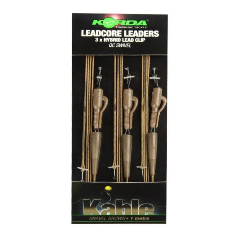 Korda Leadcore Leaders - Hybrid Lead Clip QC Swivel Gravel 1m