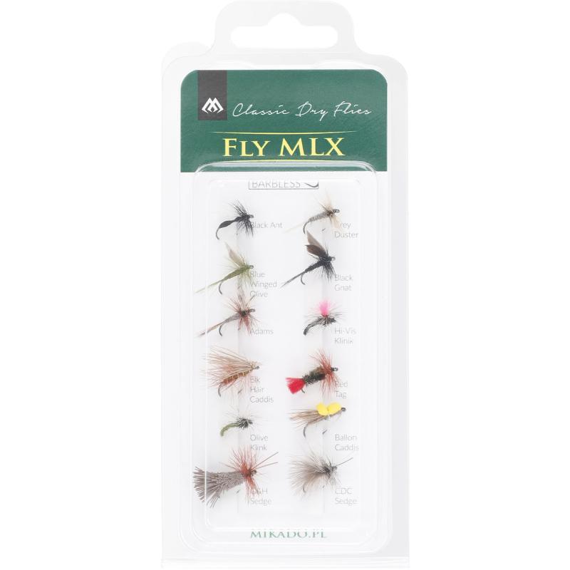 Mikado Set K&uuml;nstliche Fliegen Dry Flies Barbless