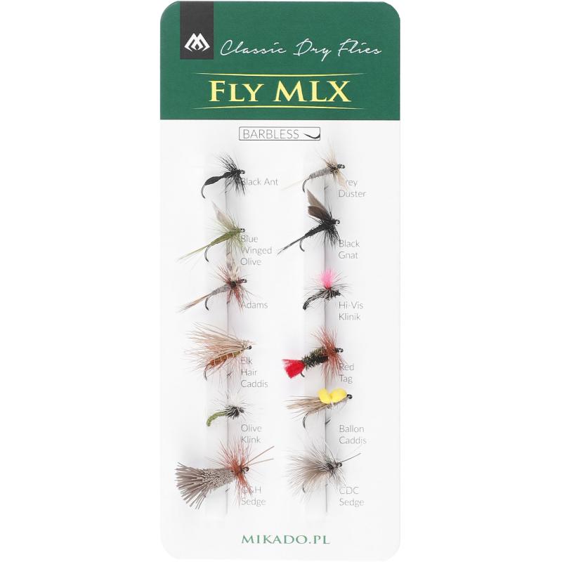 Mikado Set K&uuml;nstliche Fliegen Dry Flies Barbless