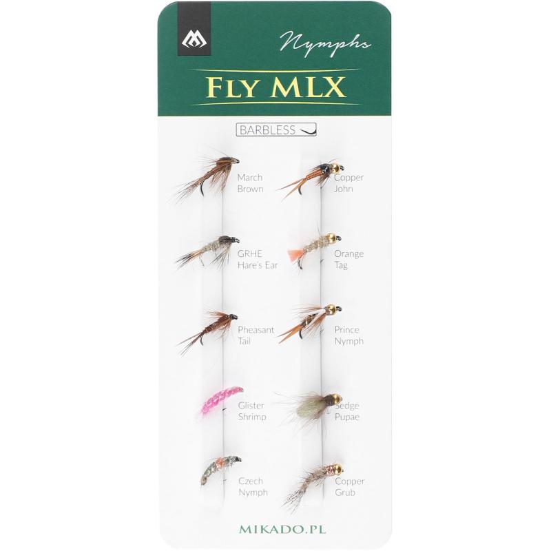 Mikado Set K&uuml;nstliche Fliegen Nymphs Barbless